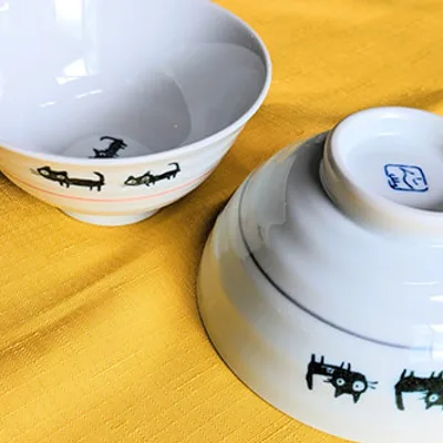 Pair rice bowl large & rice bowl small sticker painting plan